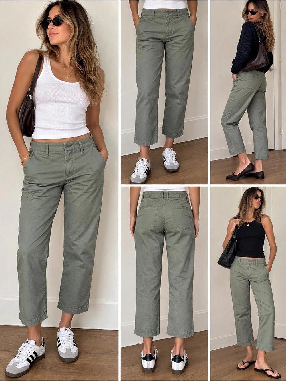 olive green cropped capri pants
